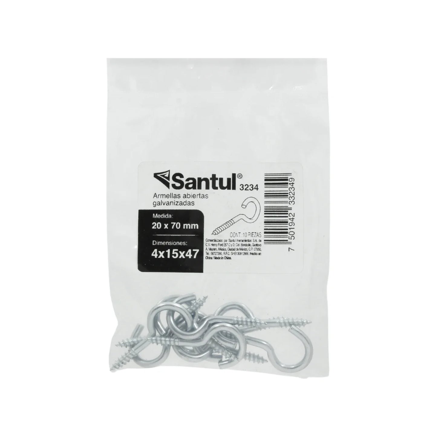 Armella abierta 20x70 (10 piezas) Santul 3234