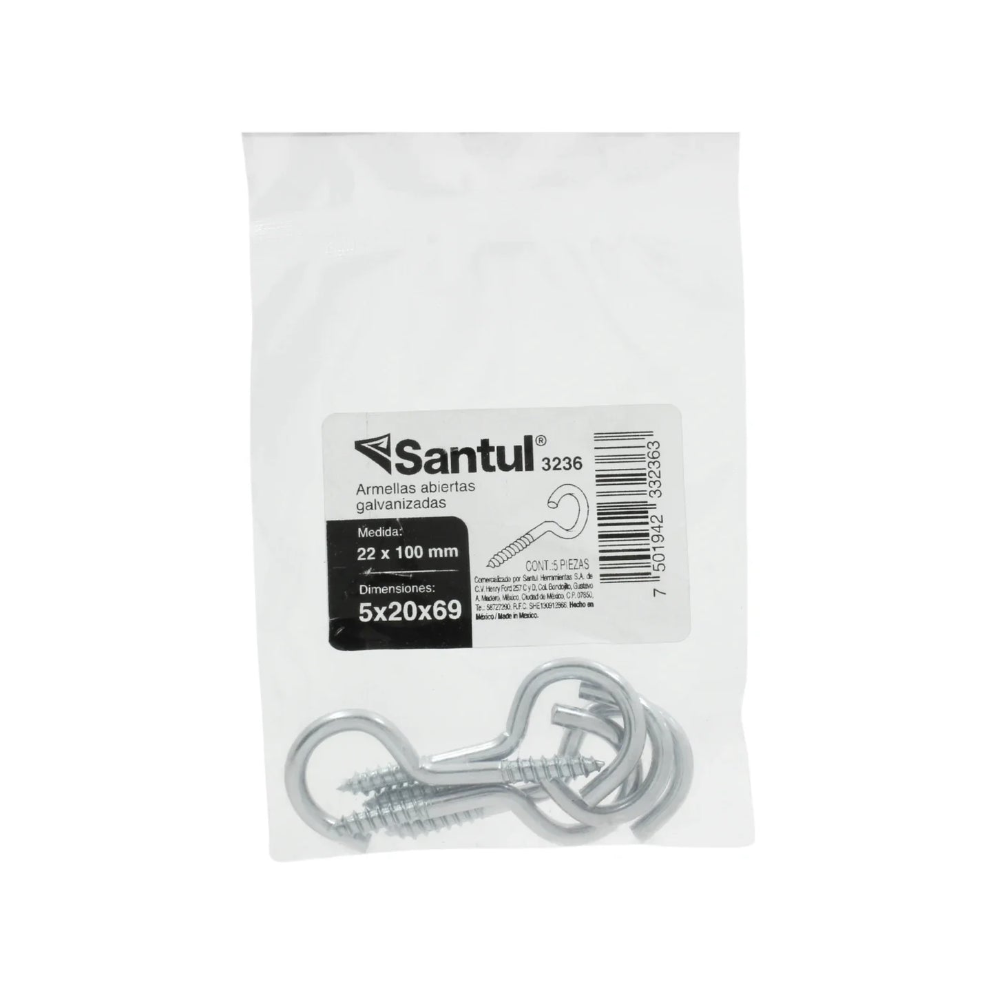 Armella abierta 22x100 (5 piezas) Santul 3236