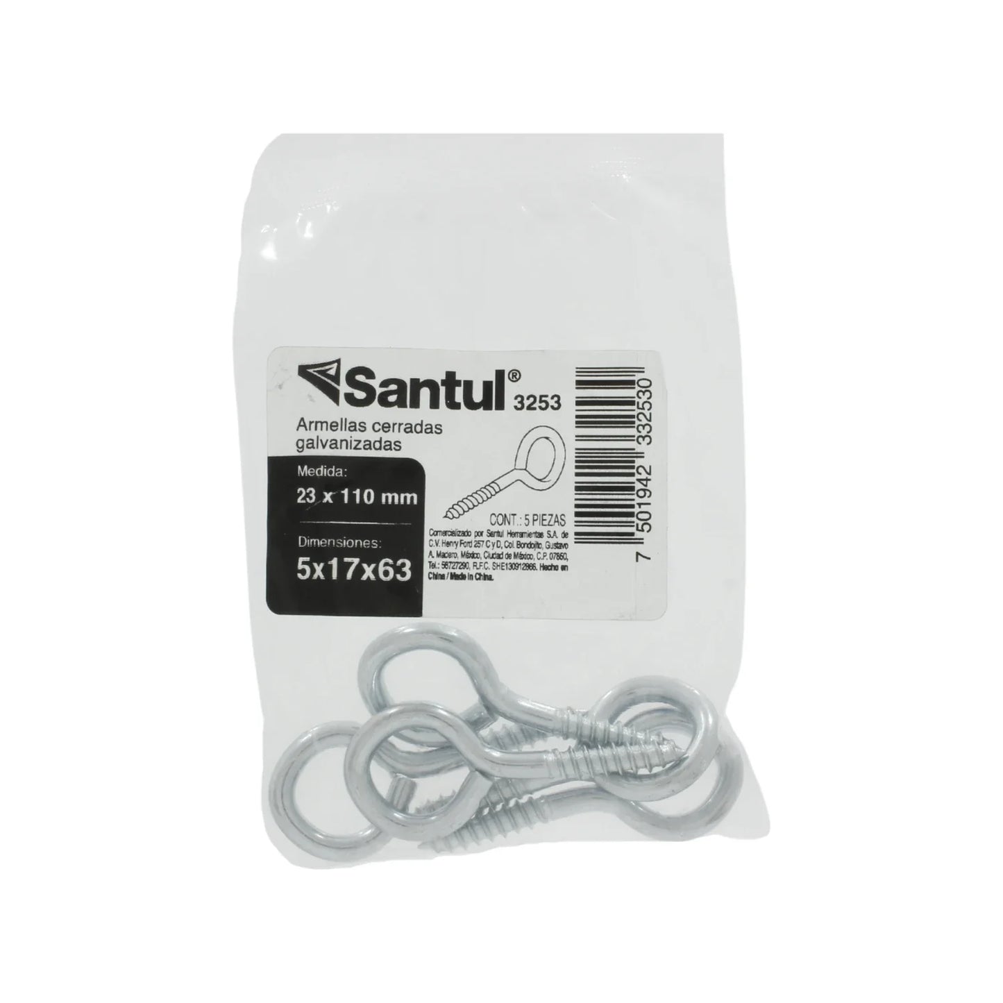 Armella cerrada 23x110 (5 piezas) Santul 3253