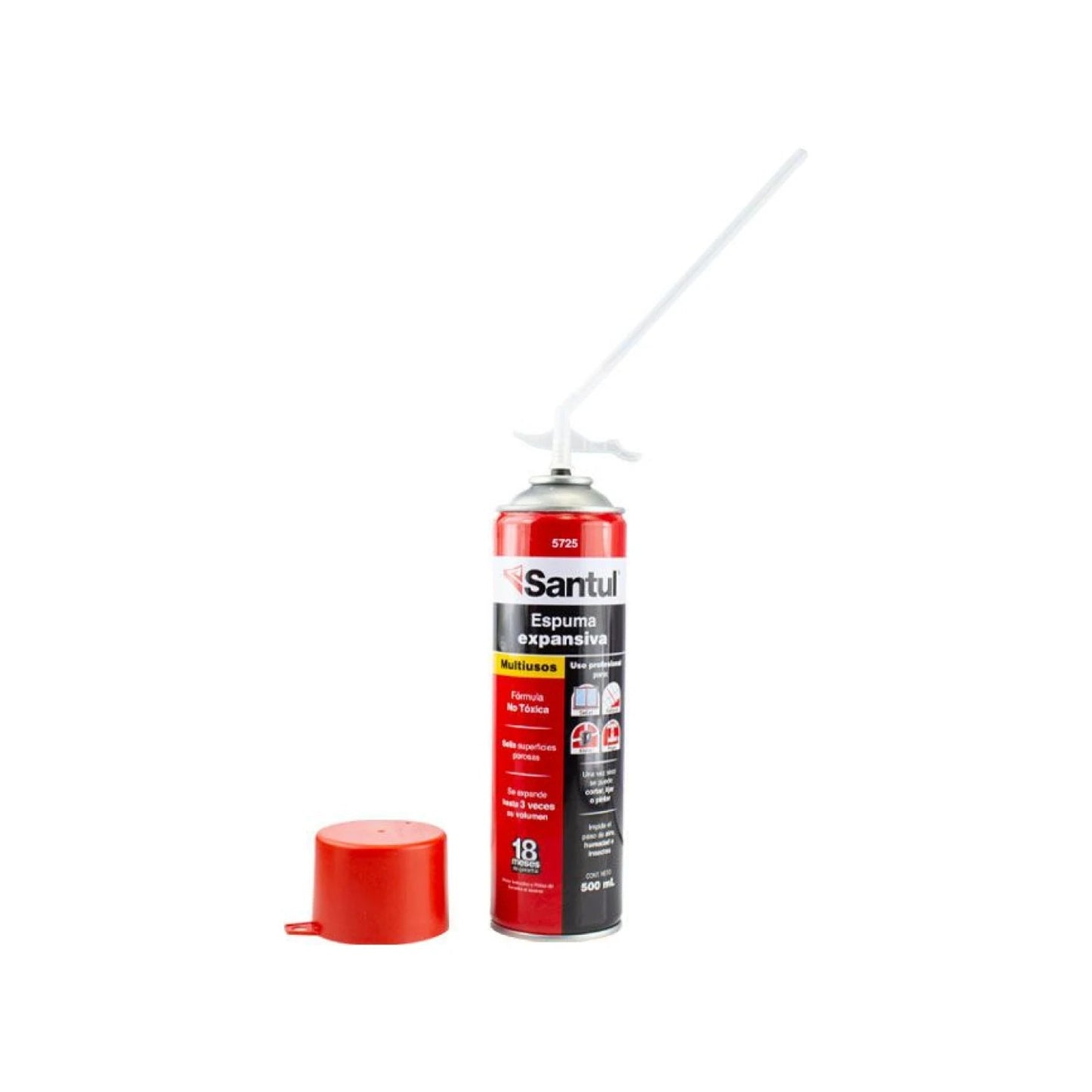 Espuma expansiva de poliuretano Santul 5725, sellador aislante, lata roja 500ml con aplicador
