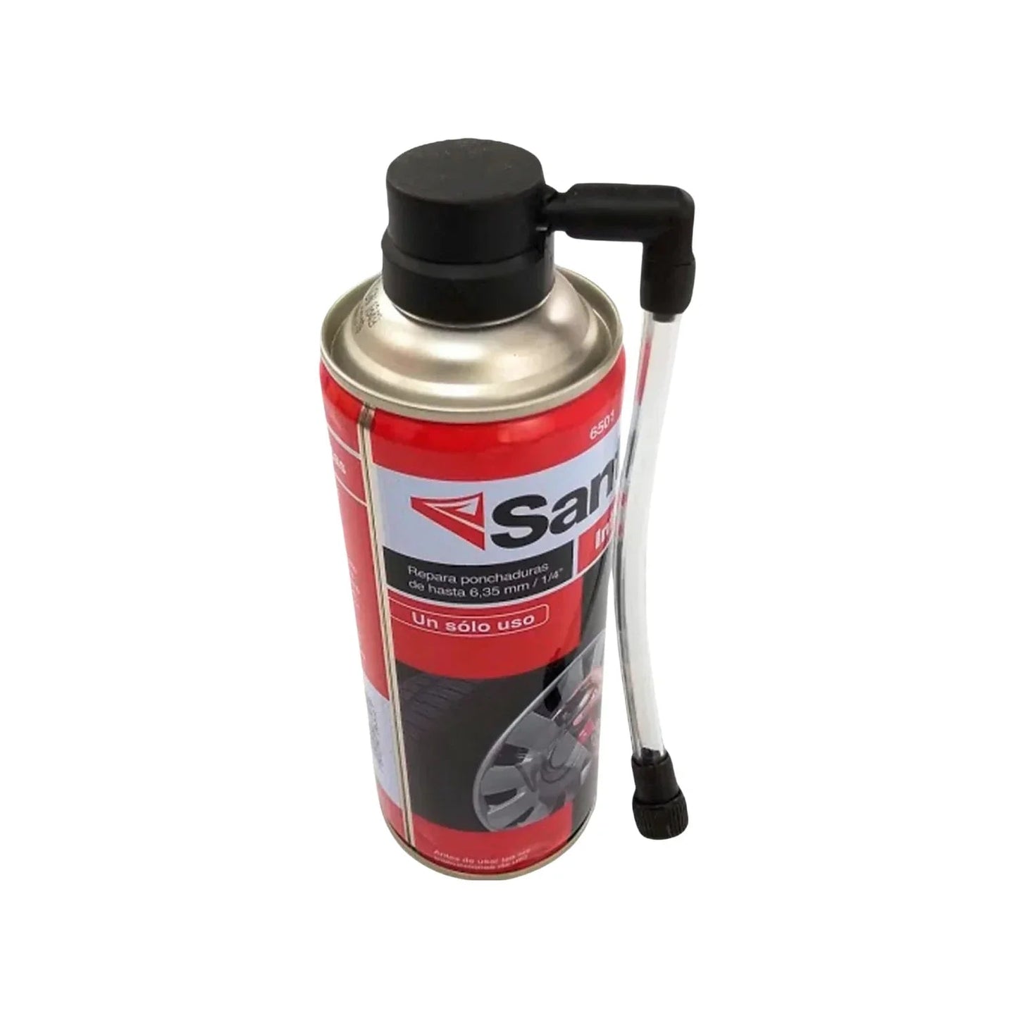 Inflallantas sellador antipinchazos Santul 355ml con manguera para reparación rápida de neumáticos.