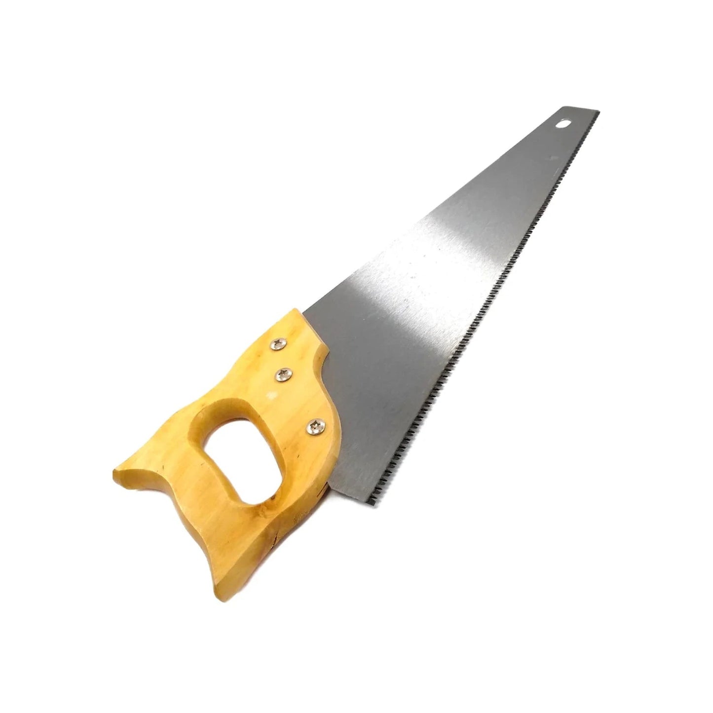 Serrote manual 18 pulgadas con hoja de acero para madera y mango ergonómico de madera clara