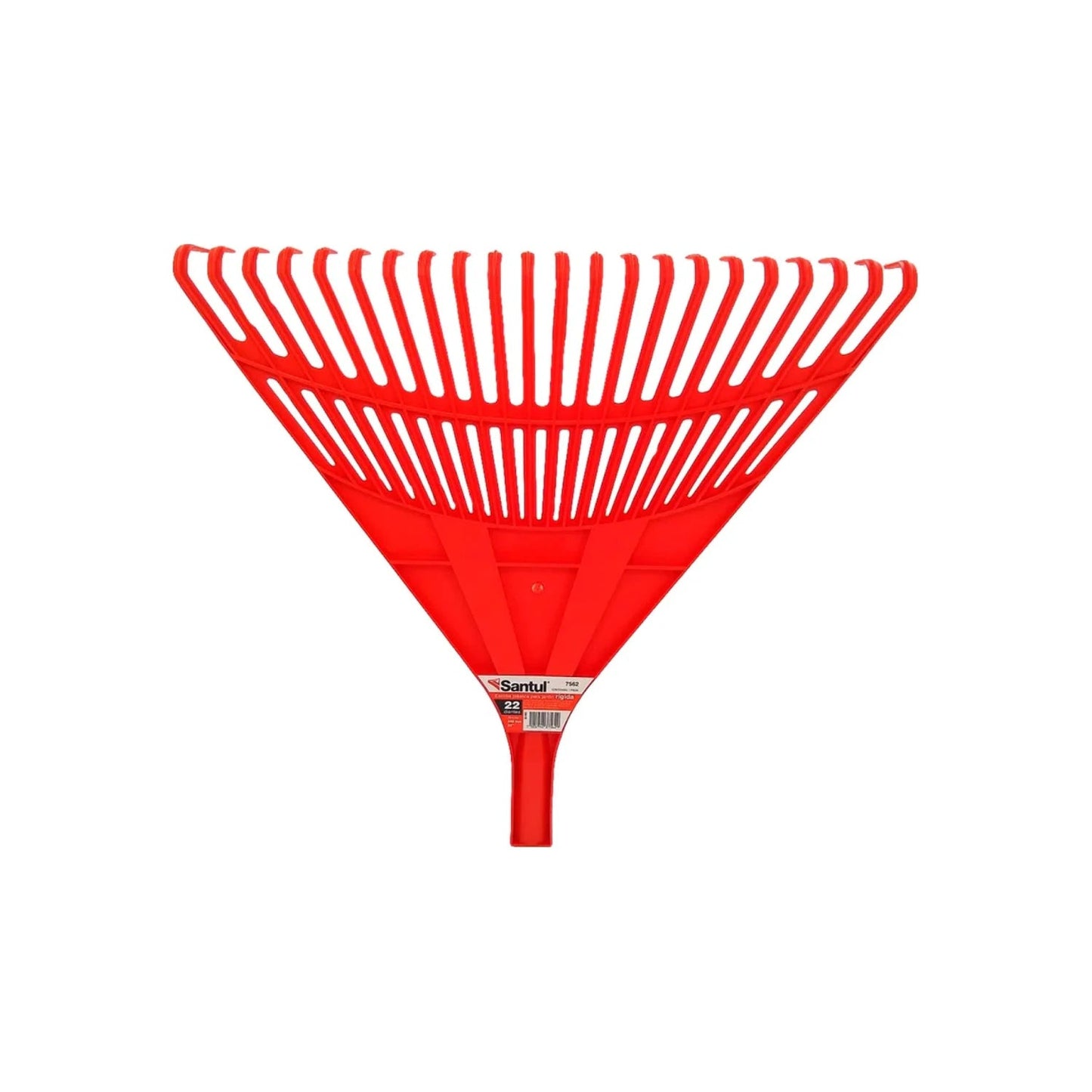 Cabeza de escoba para jardín plástica Santul roja, 22 dientes, para rastrillar hojas y césped.