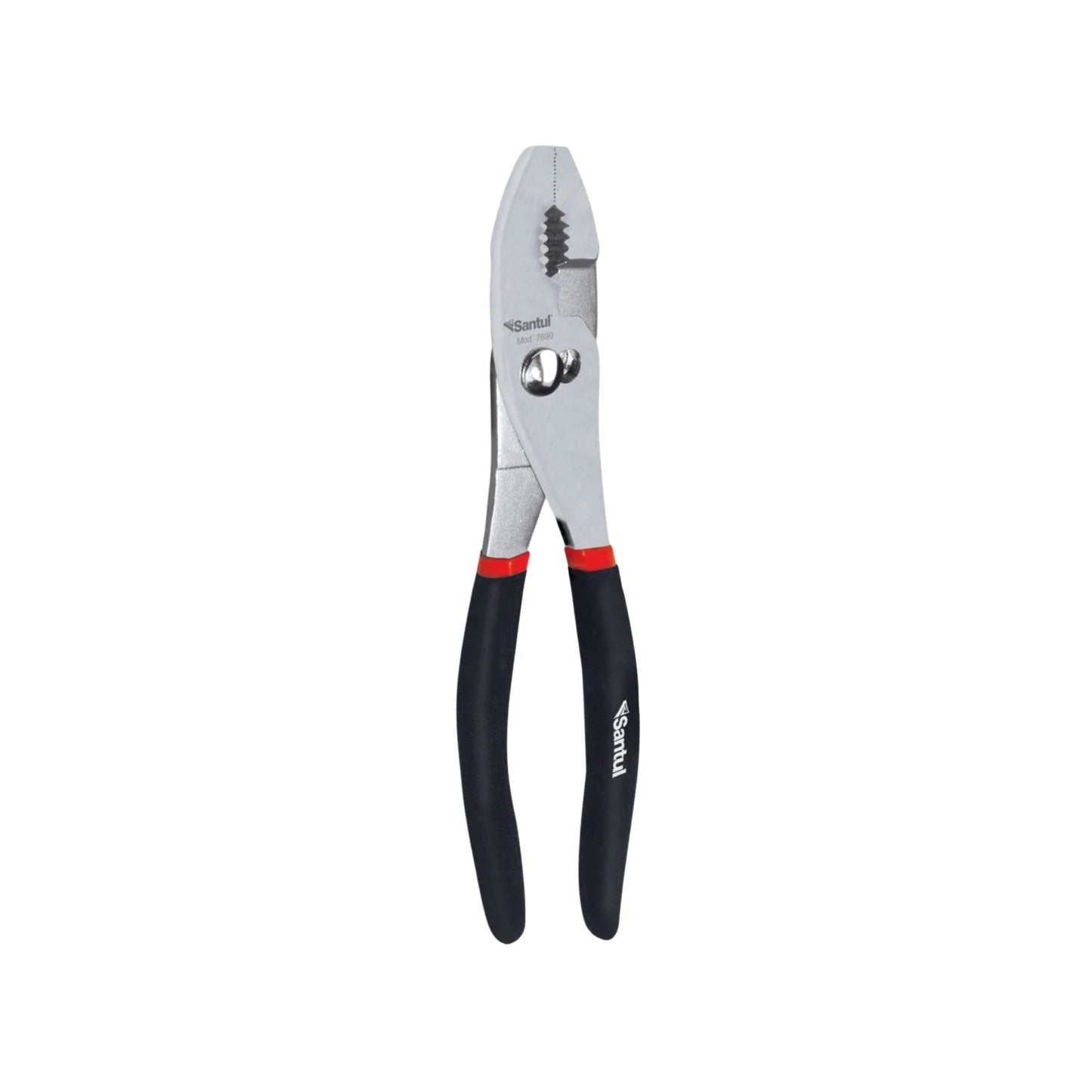 Pinza de chofer Santul 7690 ajustable, mango ergonómico negro/rojo, mordaza dentada para agarre seguro