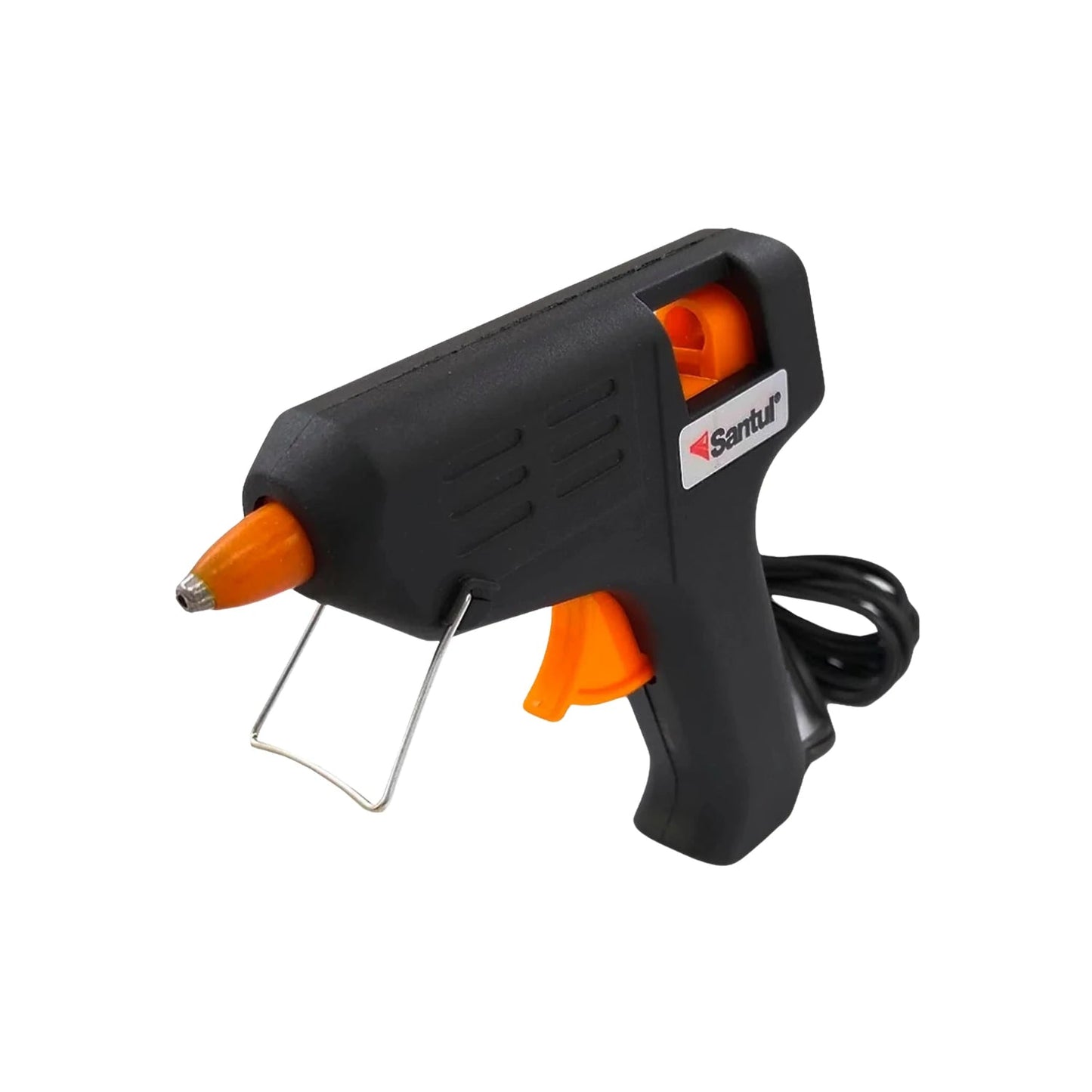 Pistola silicón caliente eléctrica Santul negra/naranja 12W, con soporte metálico para bricolaje y manualidades