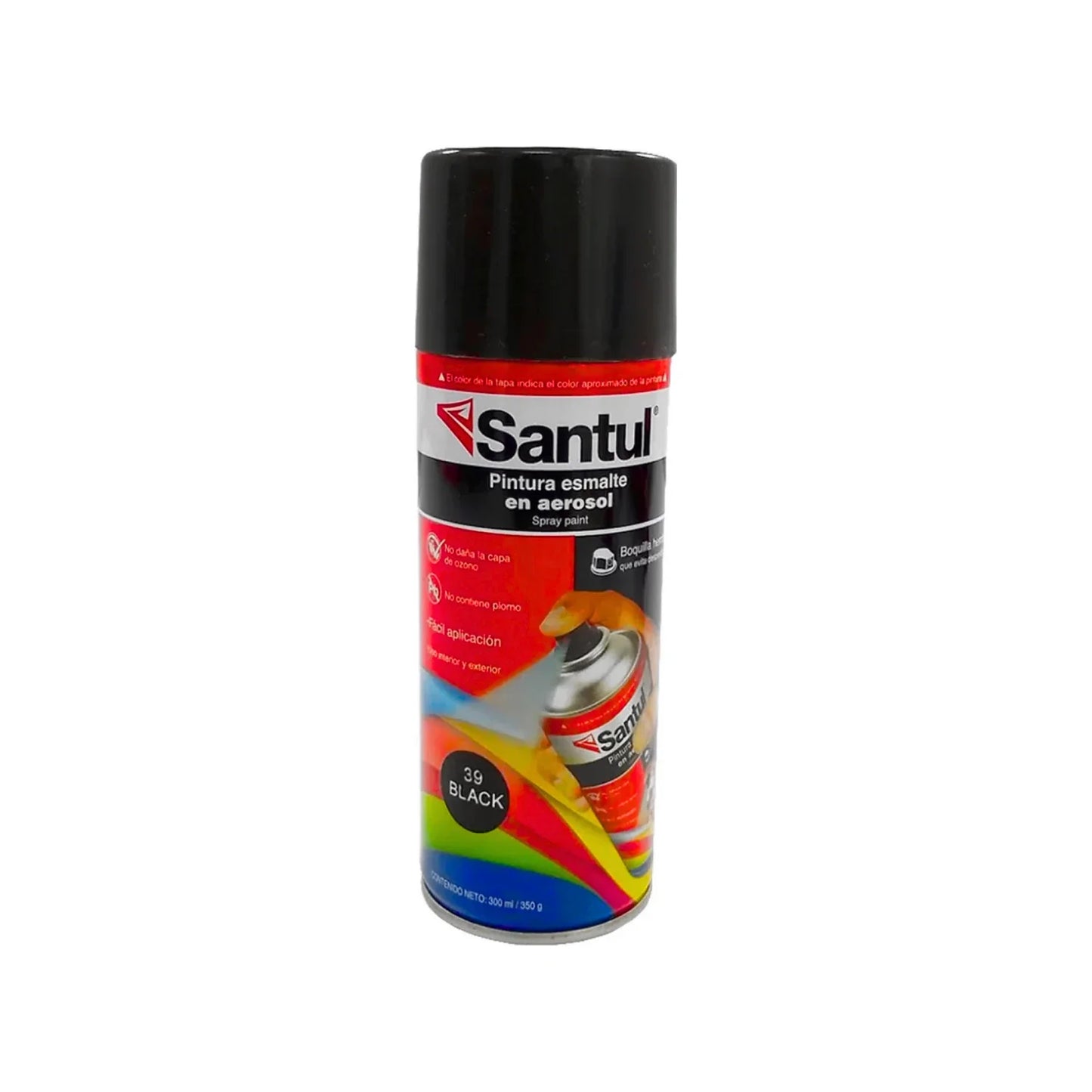 Pintura en aerosol negro brillante 300 ml Santul 8819