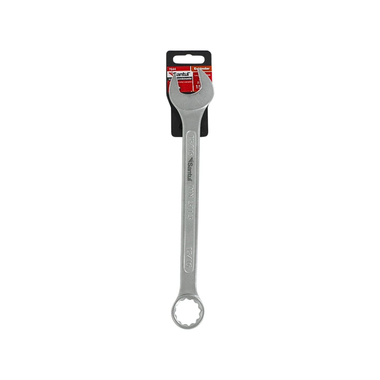 Llave mixta Santul 15/16 pulgadas estándar. Herramienta de cromo vanadio acabado cromado.