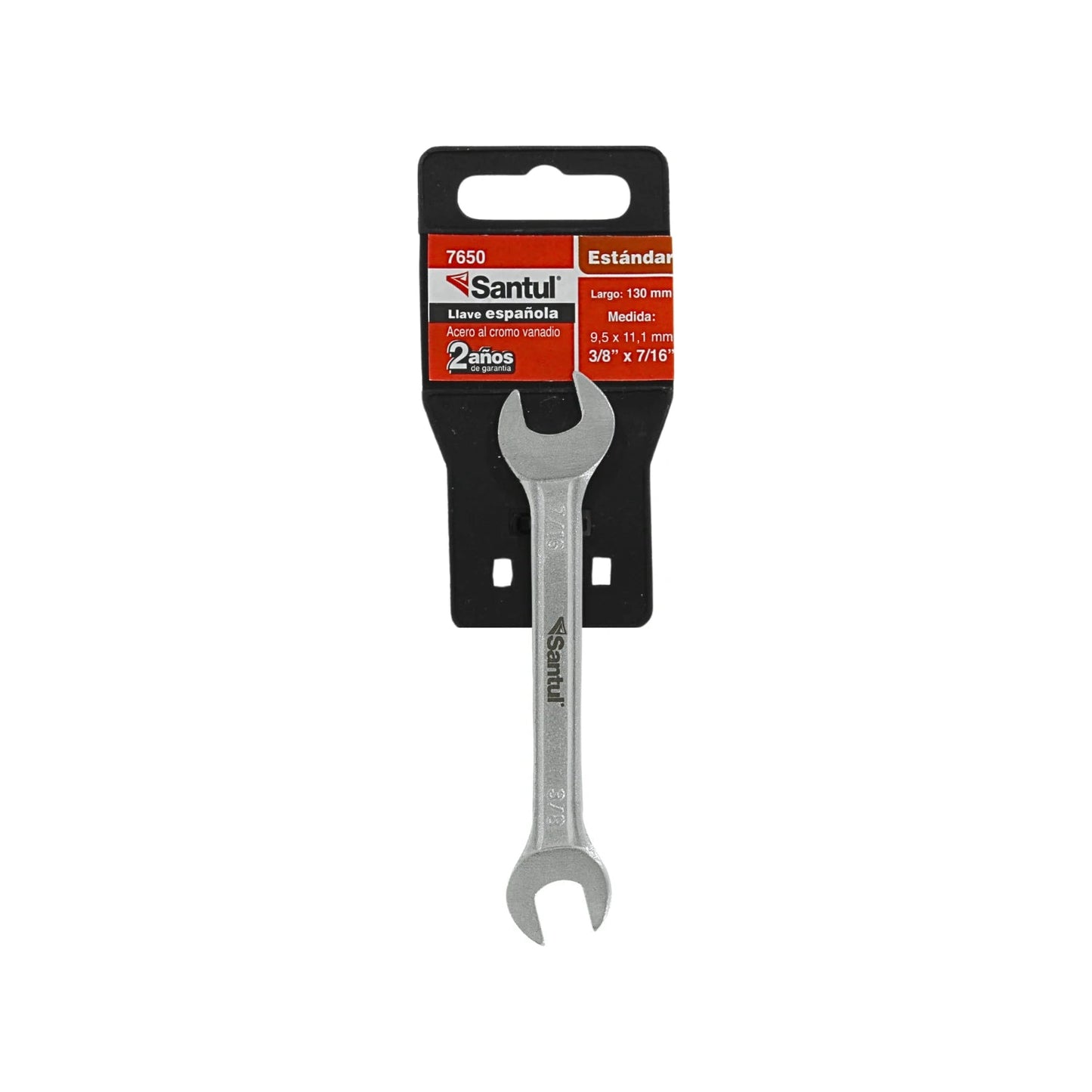 Llave española Santul 7650 doble boca 3/8 x 7/16, acero cromo vanadio.