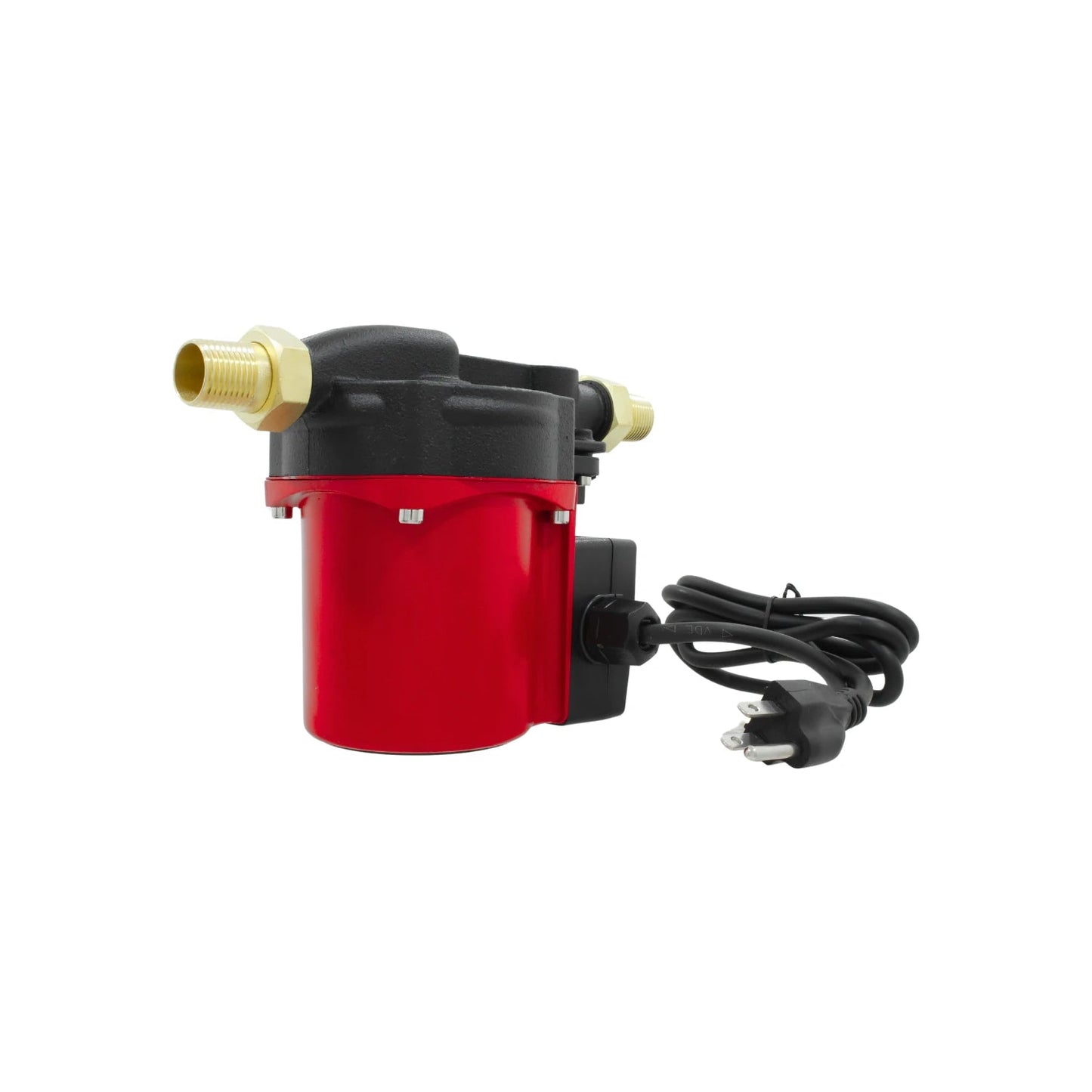 Bomba presurizadora de agua compacta, roja y negra, con conexiones de latón para mejorar la presión del hogar