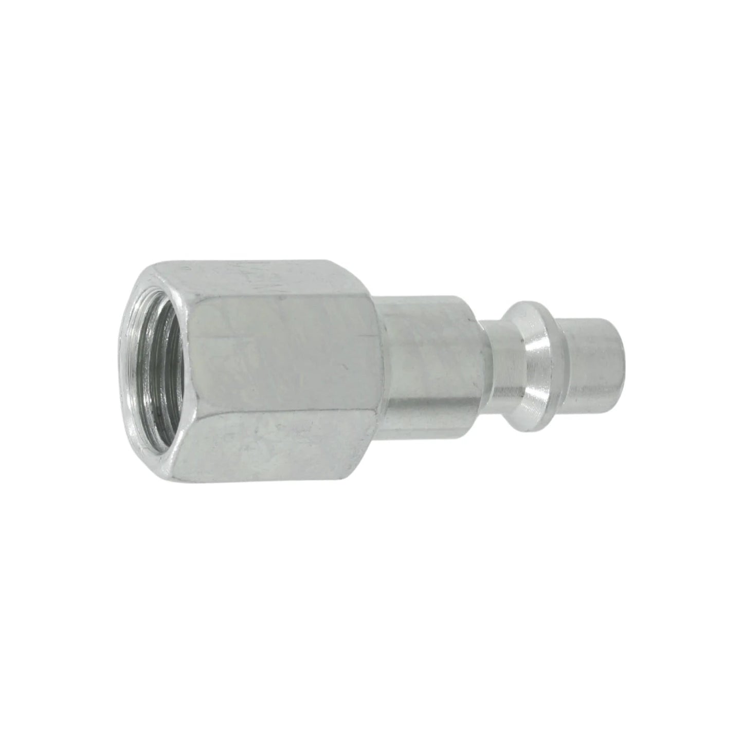 Conector rápido para compresor de aire 1/4" NPT hembra, acabado cromado y plug macho.