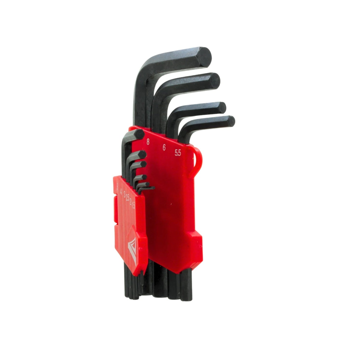 Juego de llaves Allen hexagonales milimétricas 10 piezas en organizador rojo, tamaños de 1.5 a 8 mm para tornillos.