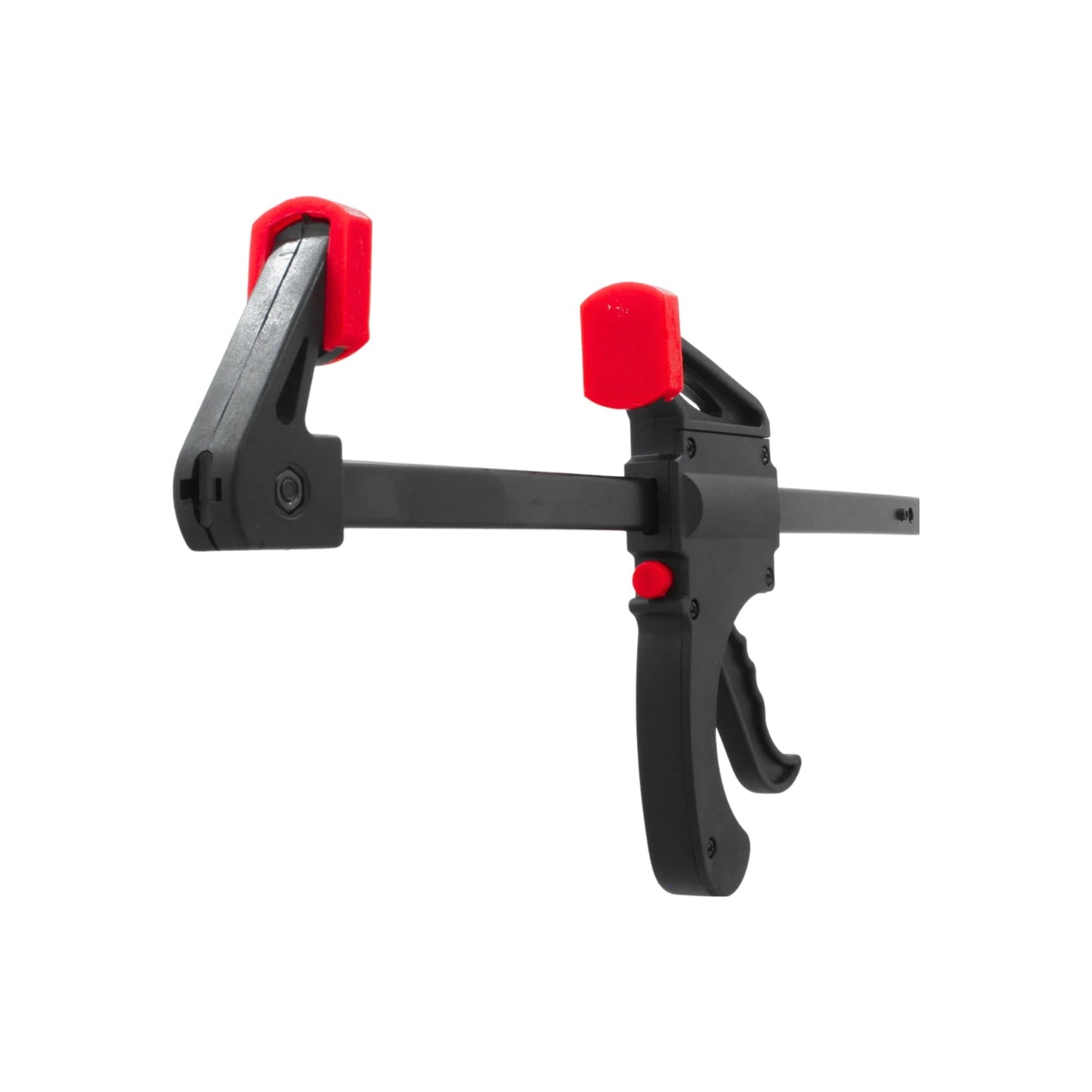 Prensa de barra de ajuste rápido negra y roja para carpintería y sujeción de piezas