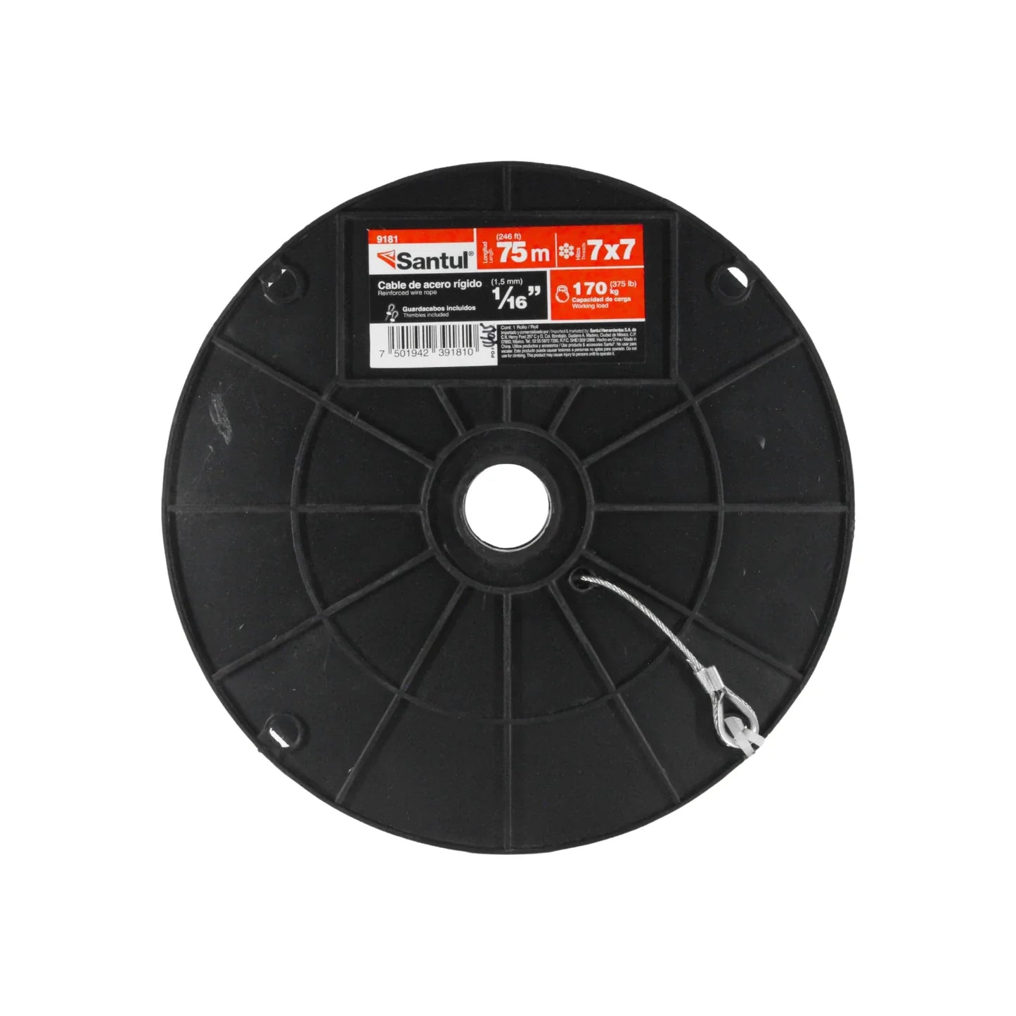 Cable de acero 7x7 de 1/16" x 75 m Santul 9181