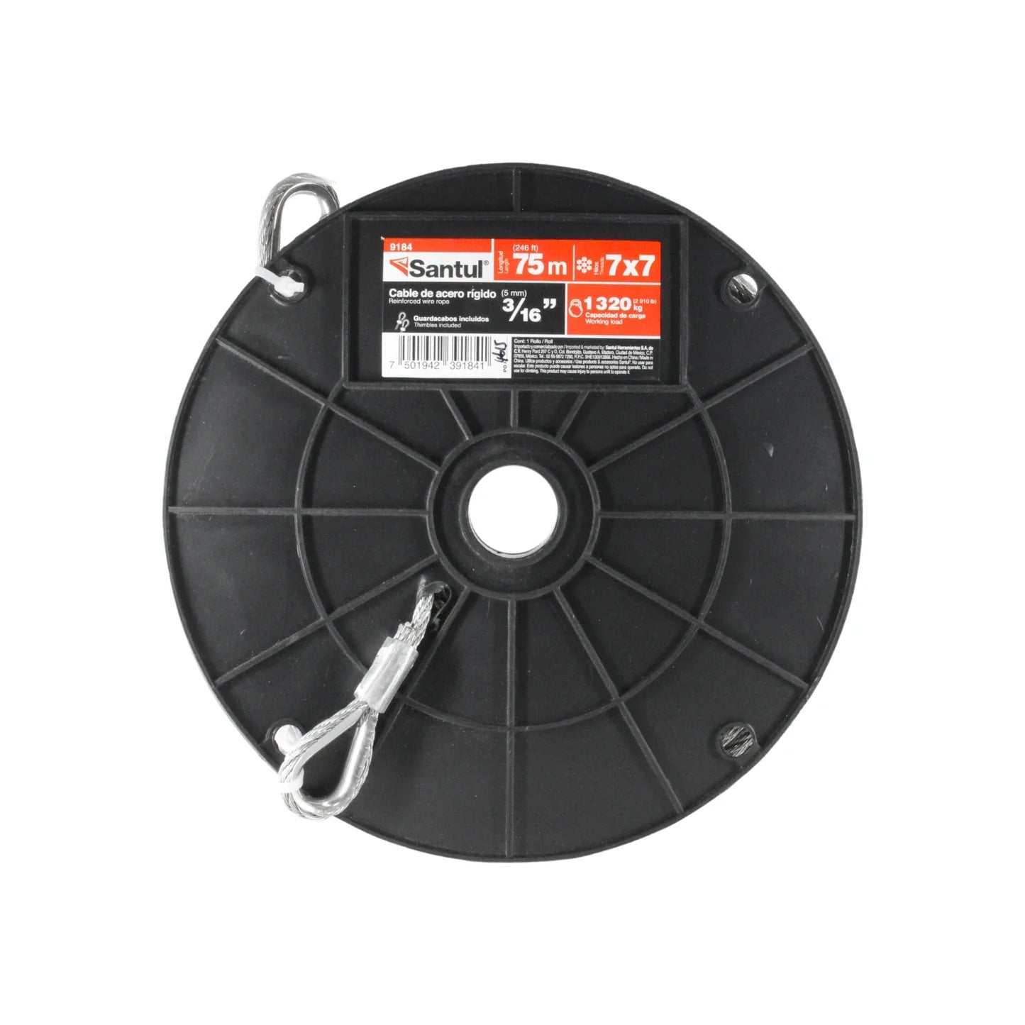 Cable de acero 7x7 de 3/16" x 75 m Santul 9184