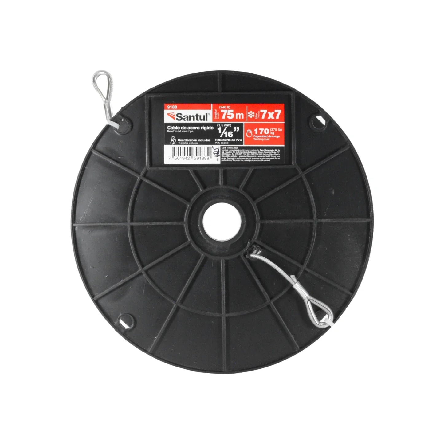 Cable de acero PVC 7x7 de 1/16" x 75 m Santul 9188