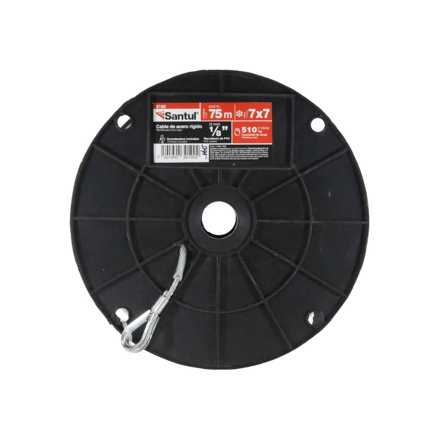 Cable de acero PVC 7x7 de 1/8" x 75 m Santul 9190