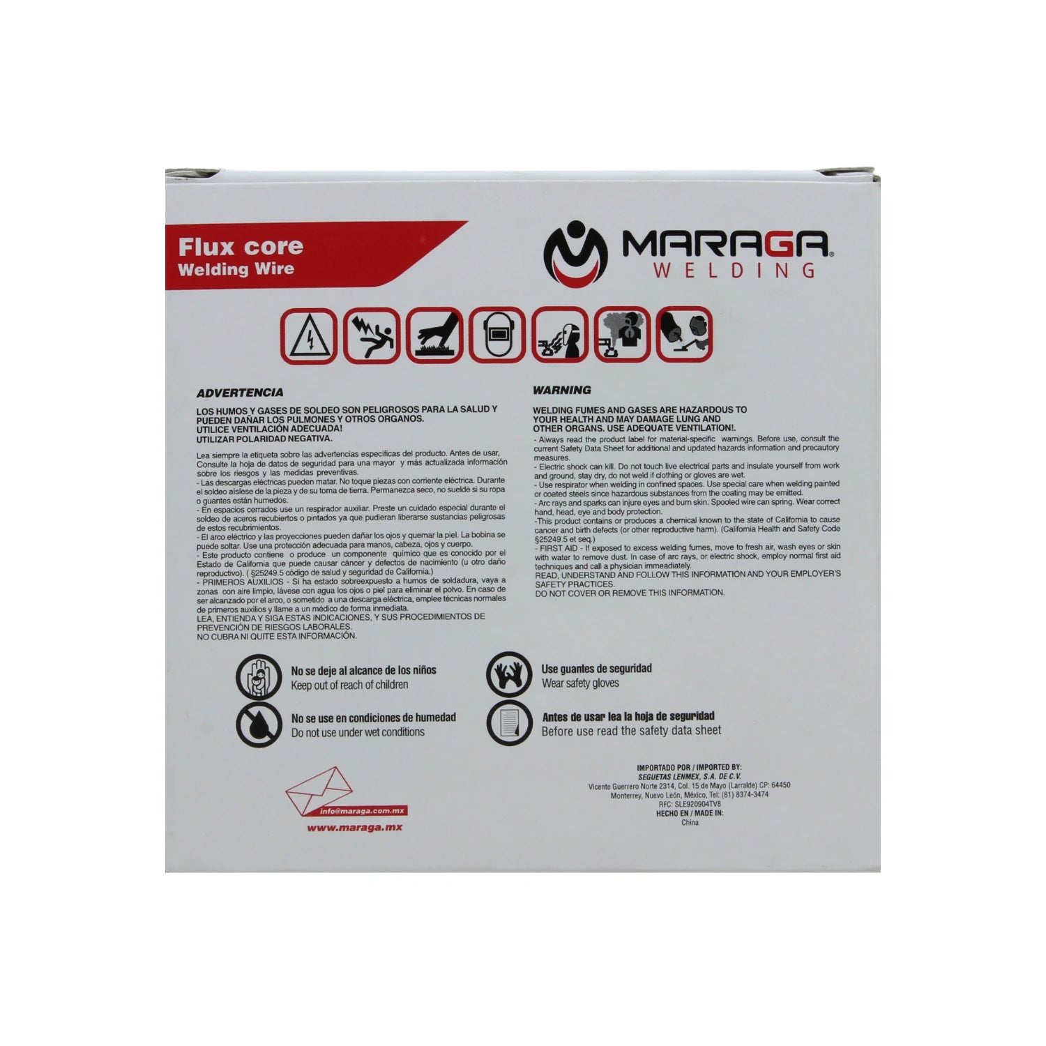 Microalambre tubular Maraga Welding flux core 0.030" 1kg para soldar sin gas
