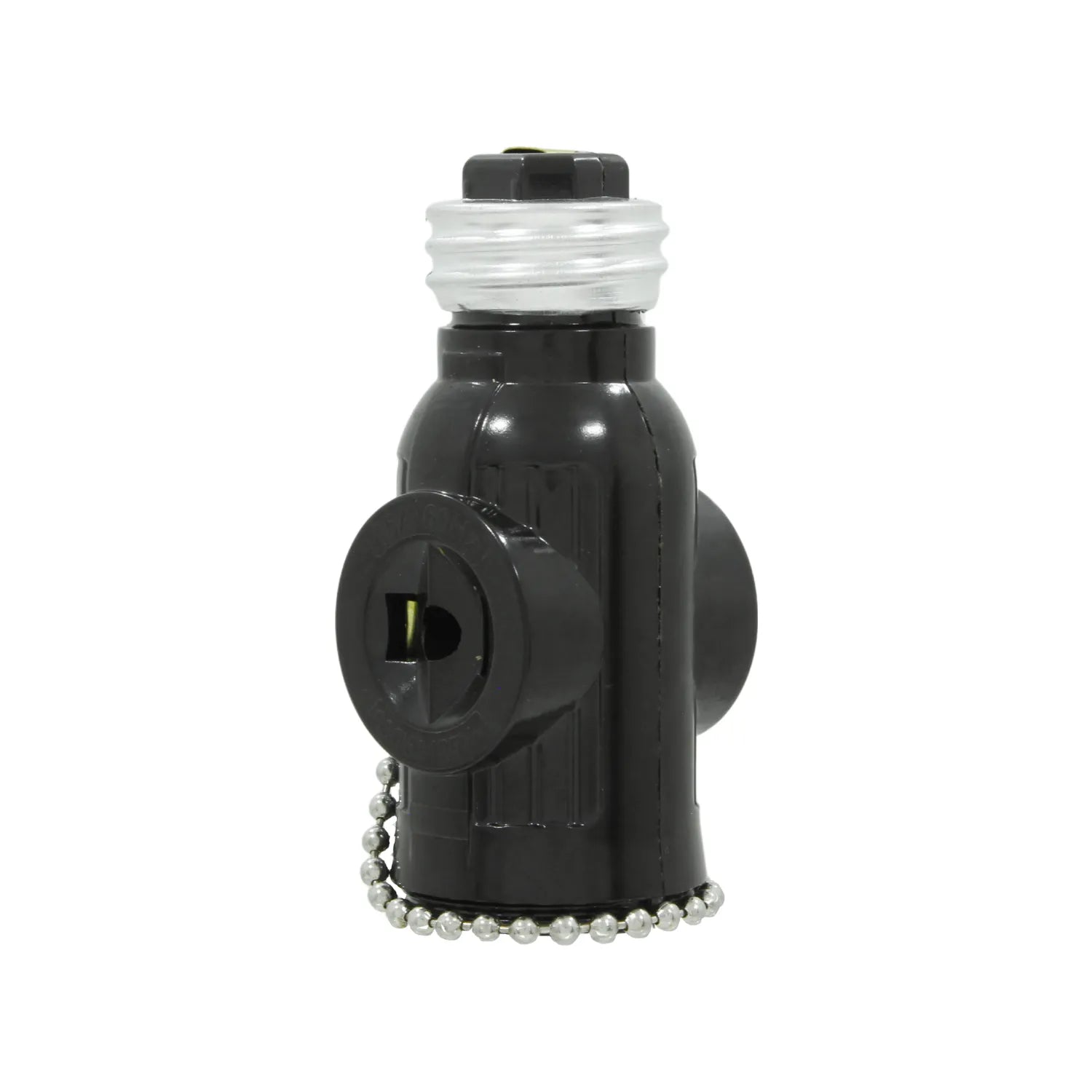 Socket adaptador de luz negro con 2 tomas de corriente polarizadas y switch de cadena, para base E26