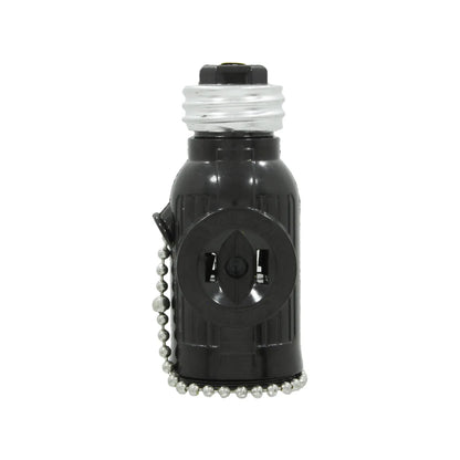Socket negro con cadena para foco, portalámpara de rosca E26/E27, interruptor con tirador.