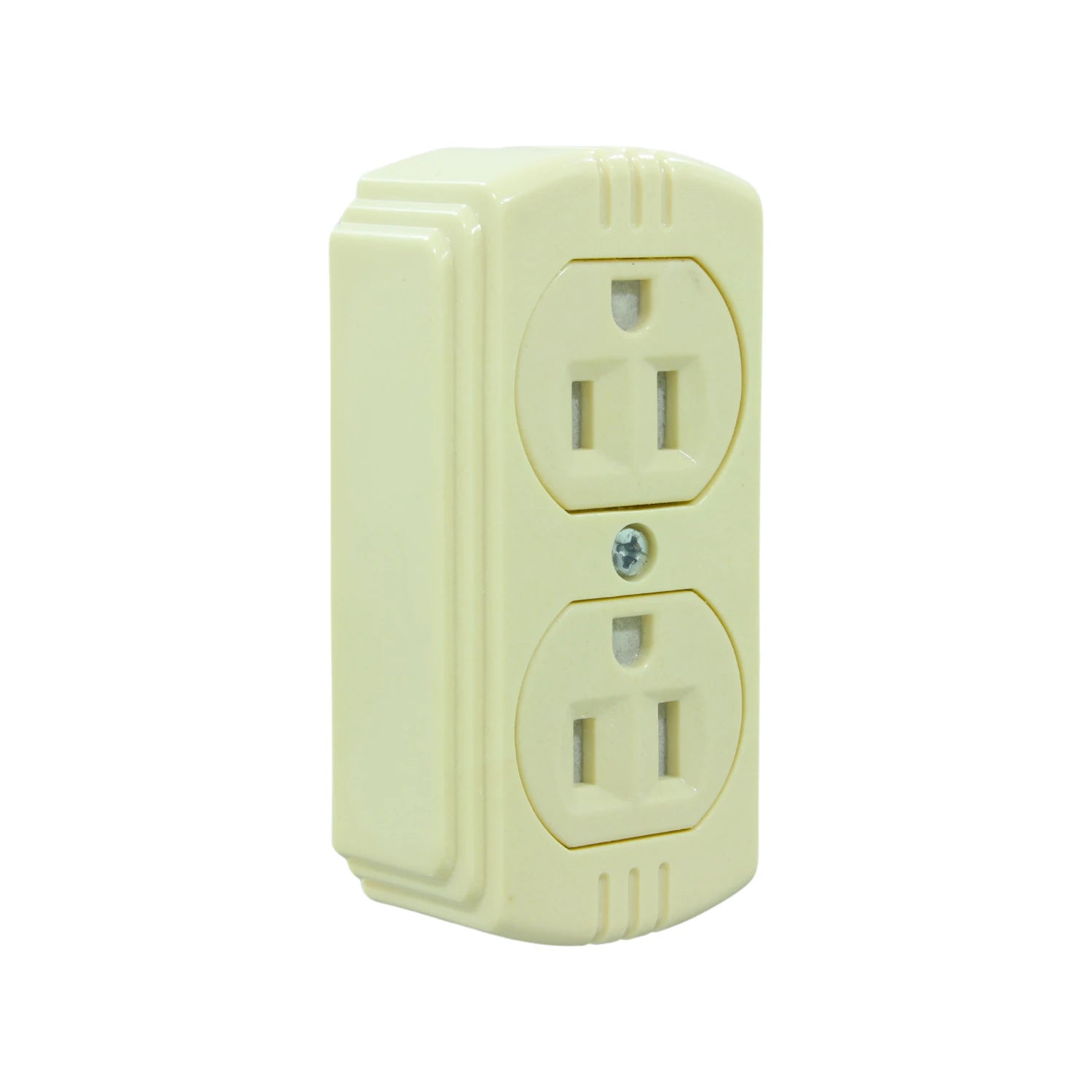 Contacto doble aterrizado color marfil, tomacorriente dúplex para instalación eléctrica de pared, 3 polos.
