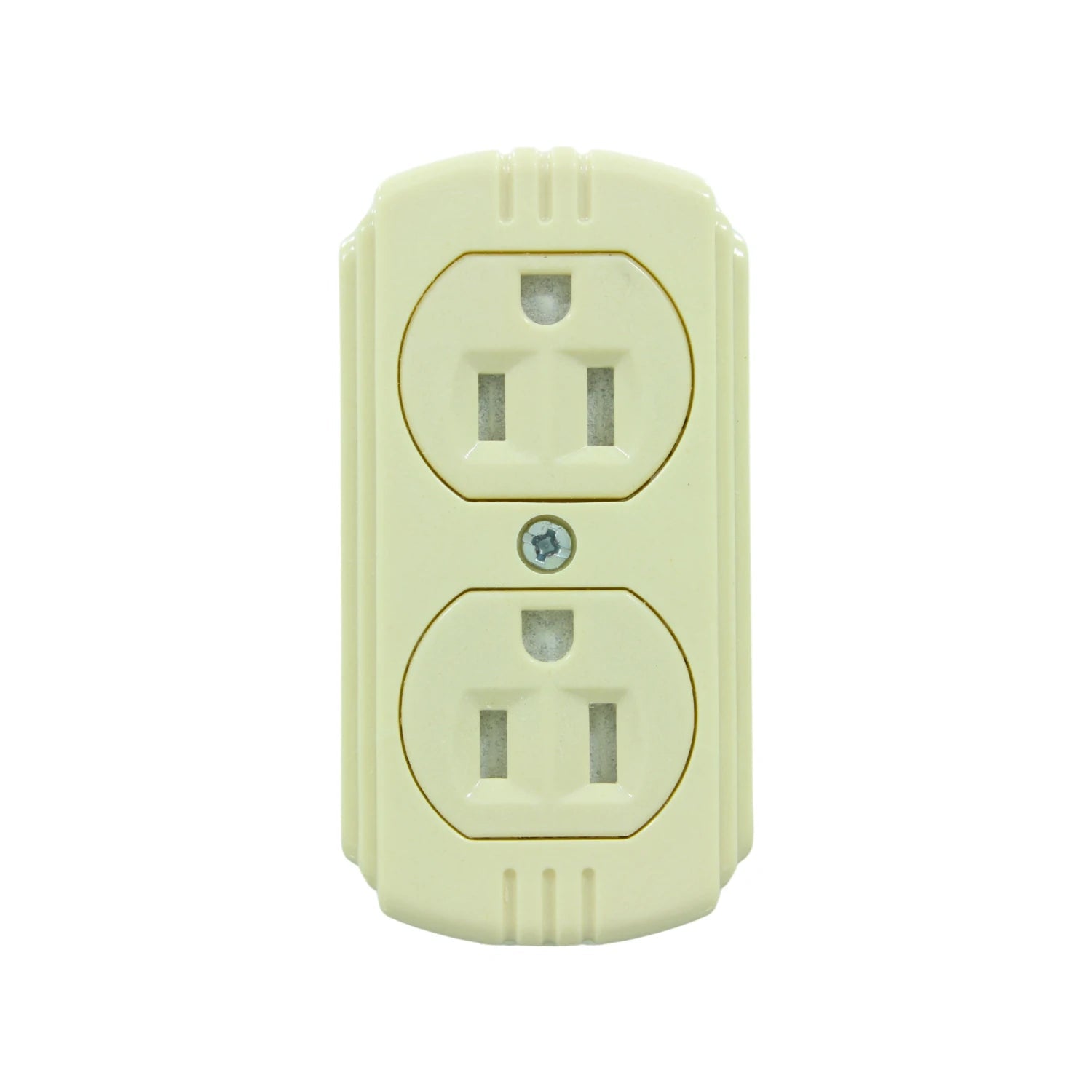 Toma de corriente doble aterrizada color crema, receptáculo eléctrico de pared