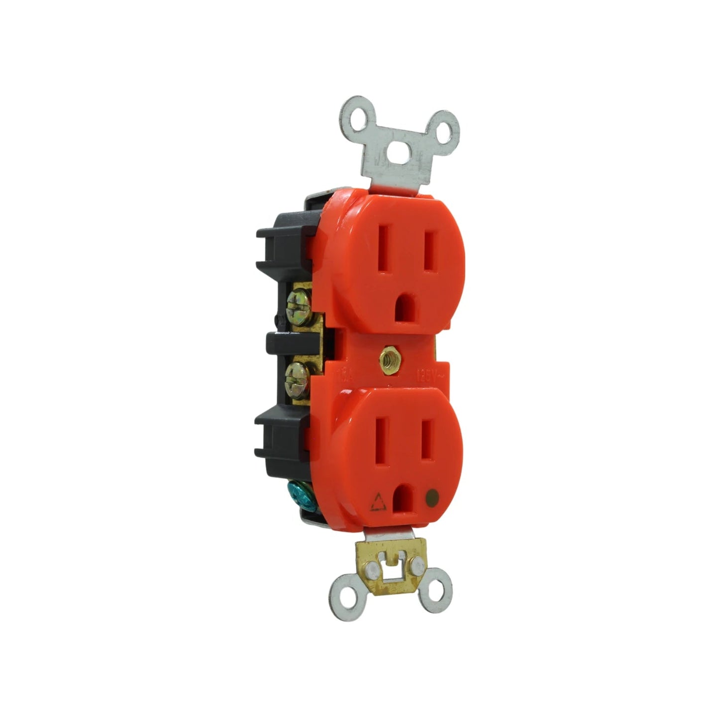 Contacto dúplex eléctrico naranja 15A 125V para instalaciones residenciales y comerciales