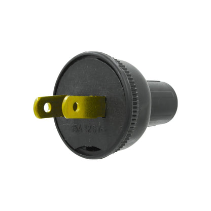 Clavija eléctrica redonda de hule negra, 2 polos, 15A 125V, para reemplazar enchufes de cable