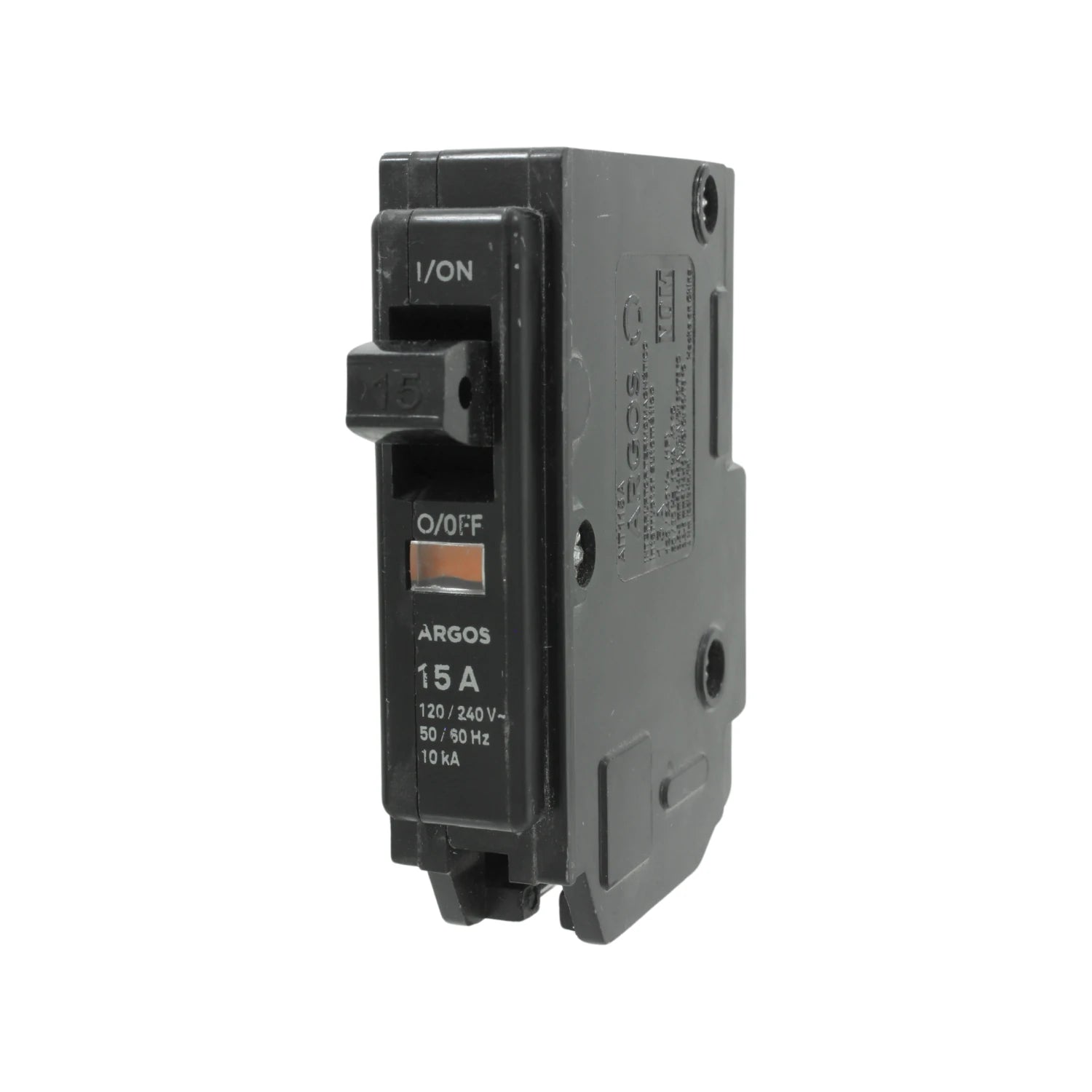 Breaker Argos 15A unipolar 120/240V, interruptor termomagnético negro para protección de circuitos eléctricos