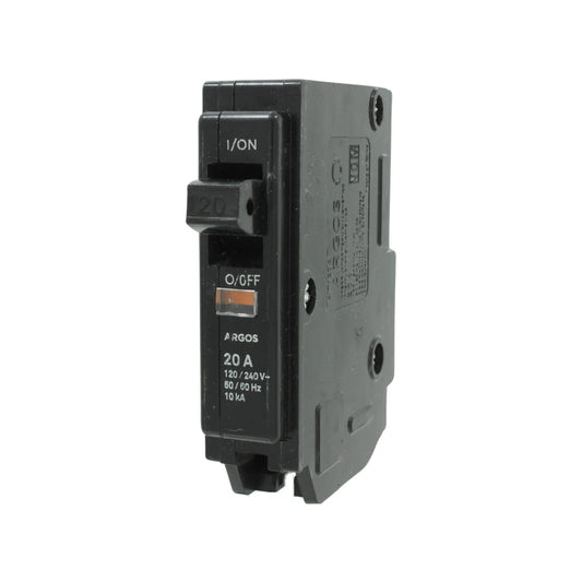 Breaker termomagnético Argos 20A 120/240V negro, 50/60Hz, 10kA para protección eléctrica