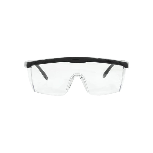 Lente de seguridad Argos transparente con montura negra, protección ocular para trabajos de ferretería.