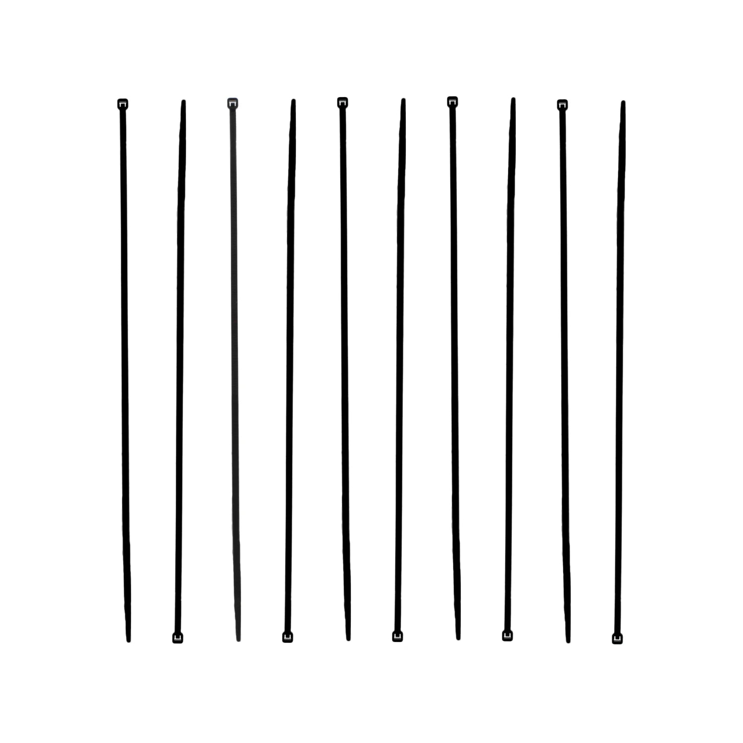 Diez cinchos negros de plástico para sujetar y organizar cables