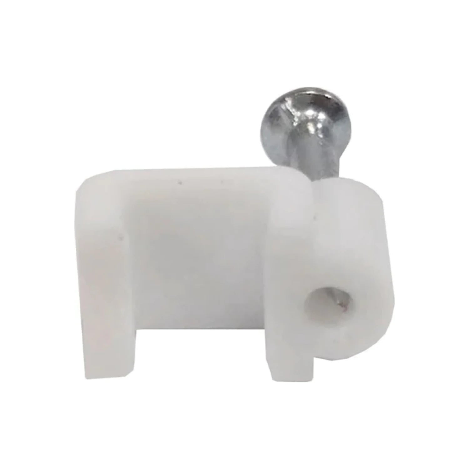 Clip de fijación de plástico blanco con pin metálico, para cables y mangueras de 5mm