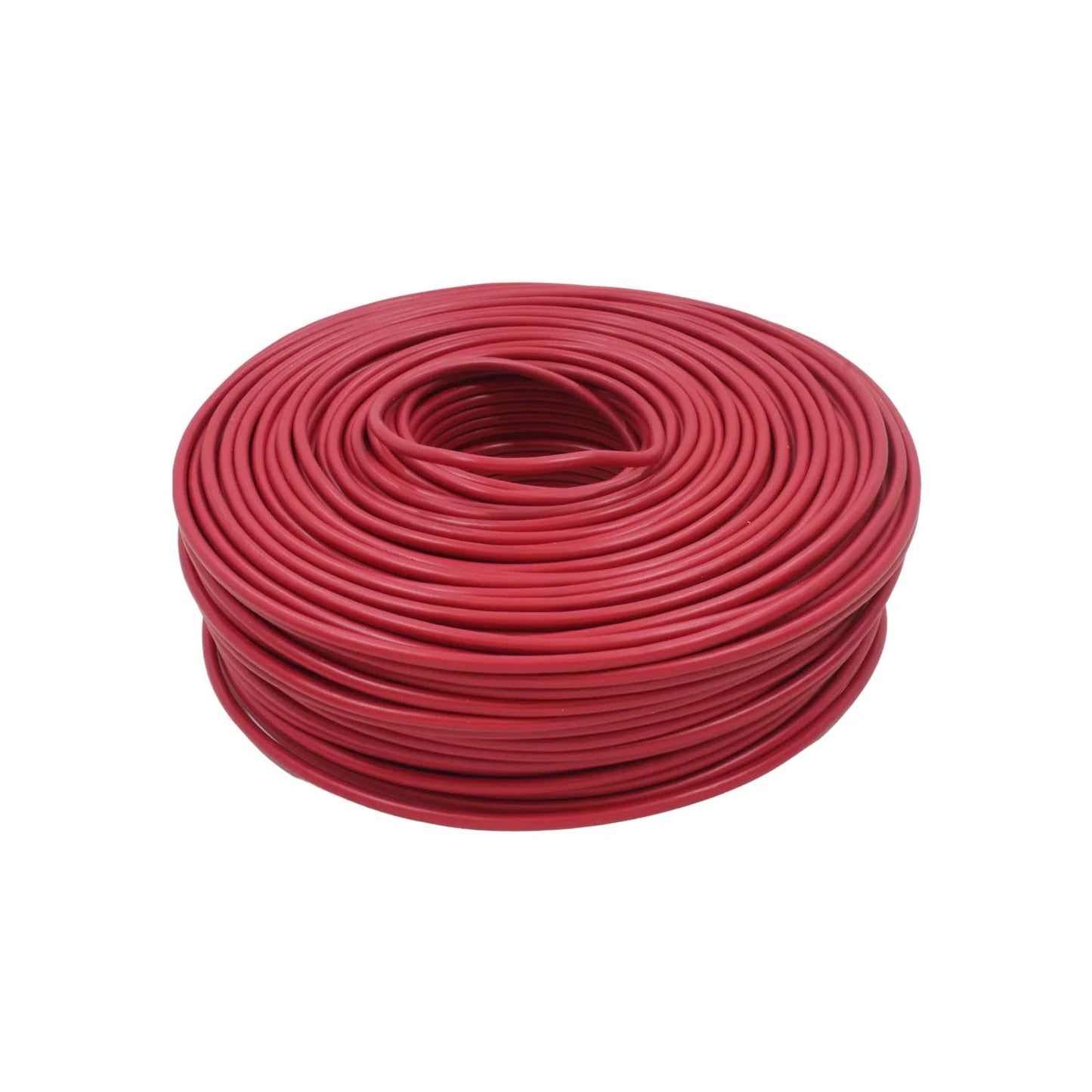 Rollo de cable eléctrico calibre 14, 100 metros, color rojo, para instalaciones residenciales.