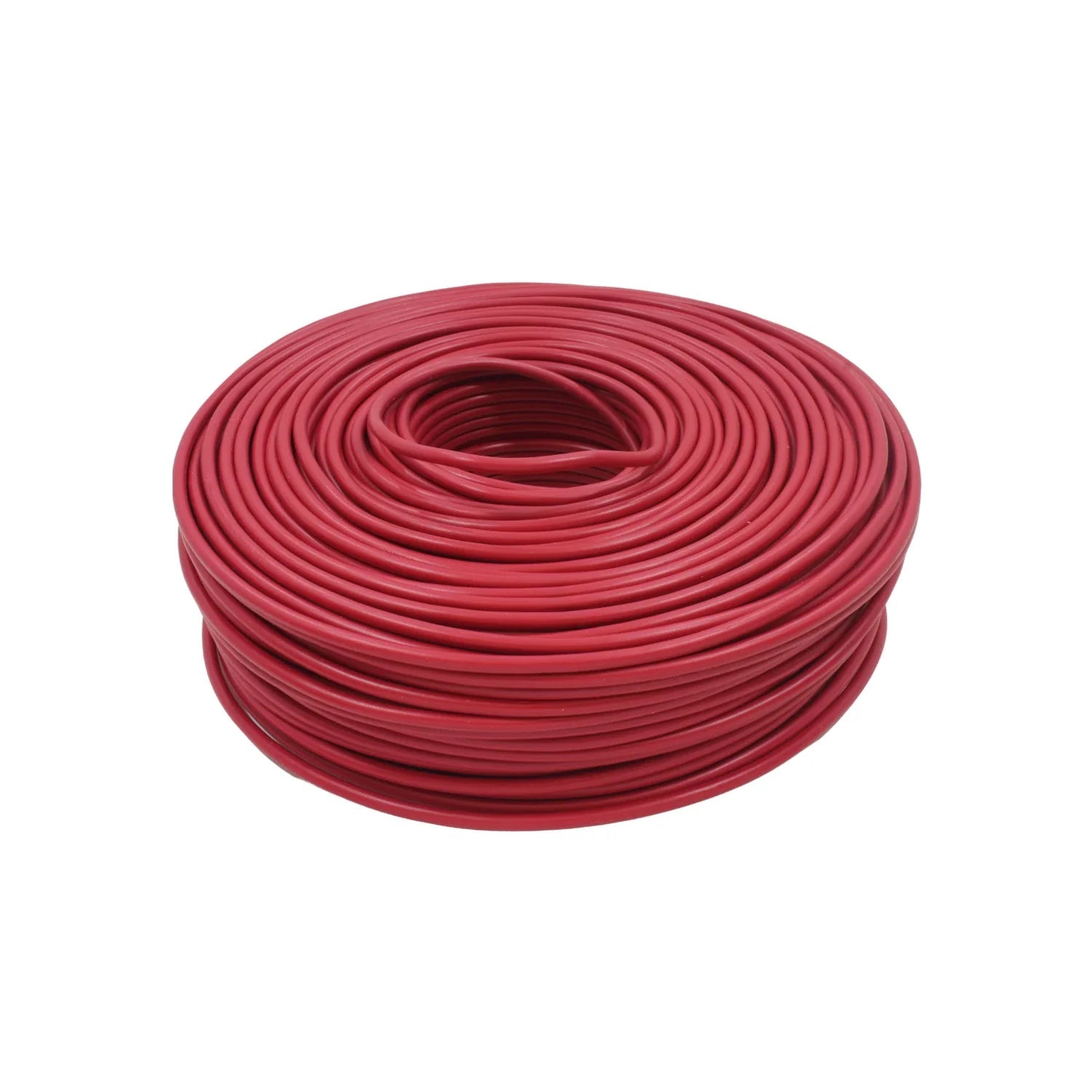 Rollo de cable eléctrico calibre 14, 100 metros, color rojo, para instalaciones residenciales.