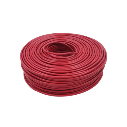 Rollo de cable eléctrico calibre 14, 100 metros, color rojo, para instalaciones residenciales.