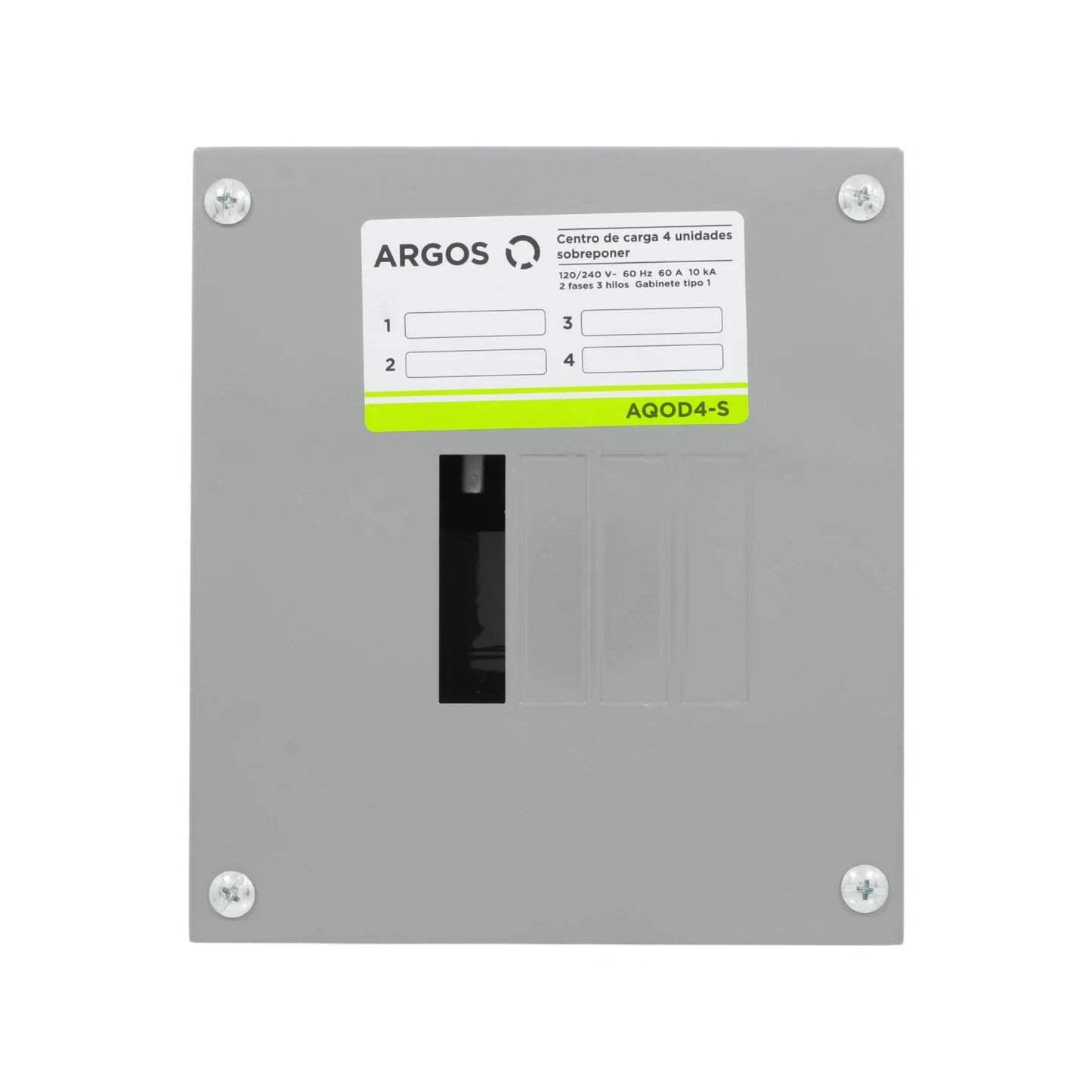 Centro de carga eléctrico Argos AQOD4-S gris de 4 unidades, para sobreponer 120/240V 60A 2 fases