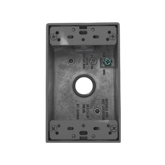 Caja eléctrica exterior metálica gris un puesto para zonas húmedas apta para intemperie 18.3 cu.in.