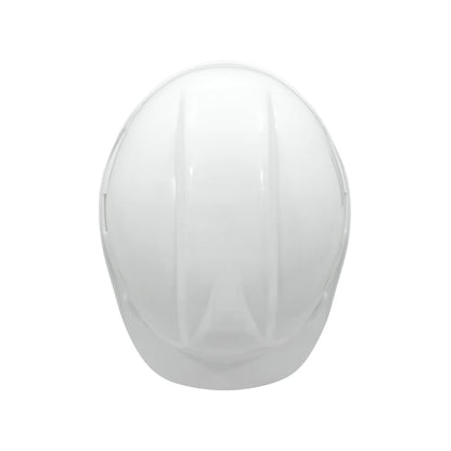 Casco de seguridad blanco para obra y protección industrial con ranuras laterales para accesorios de EPP