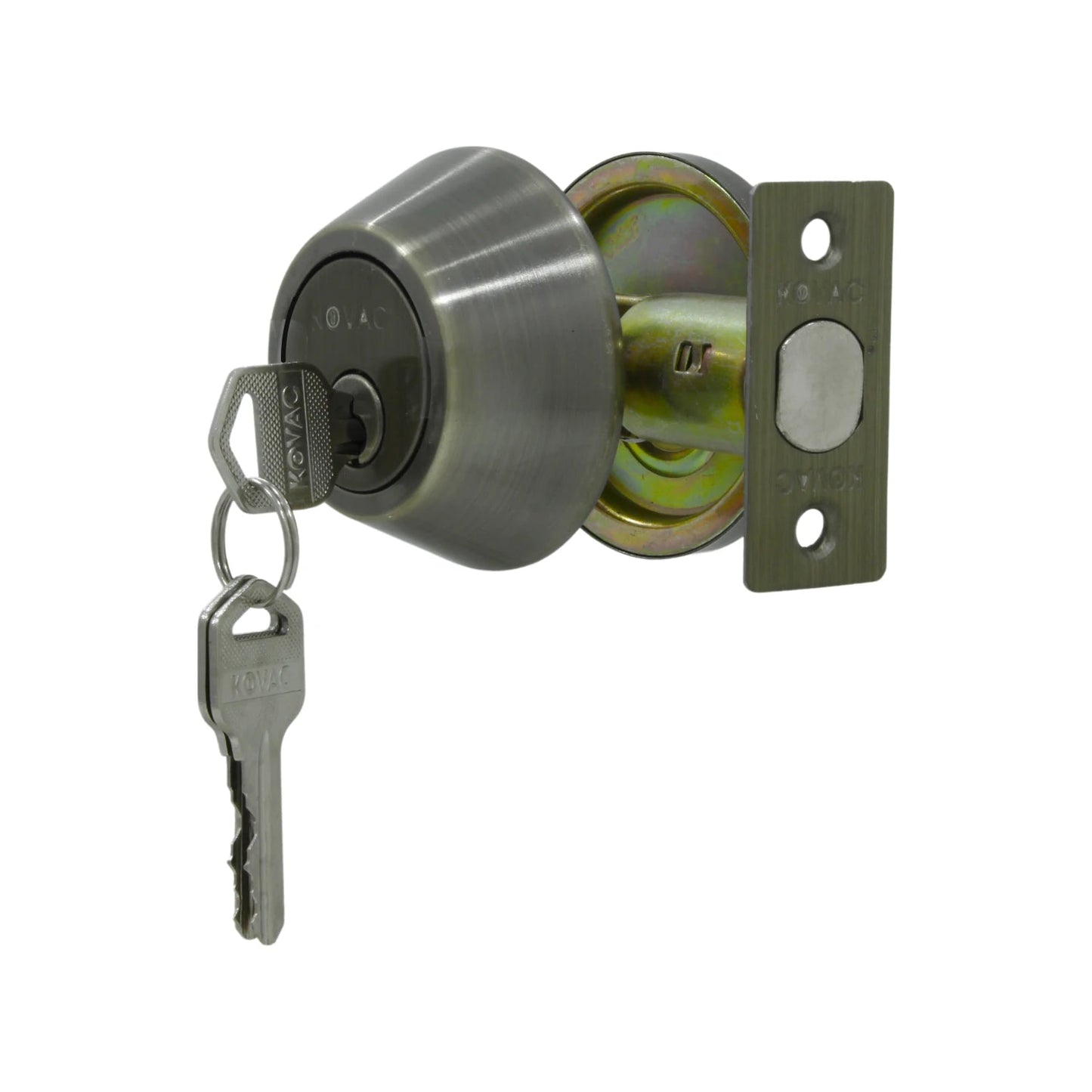 Cerradura cerrojo de seguridad Kovac con llaves, acabado cobre antiguo y pestillo para puerta