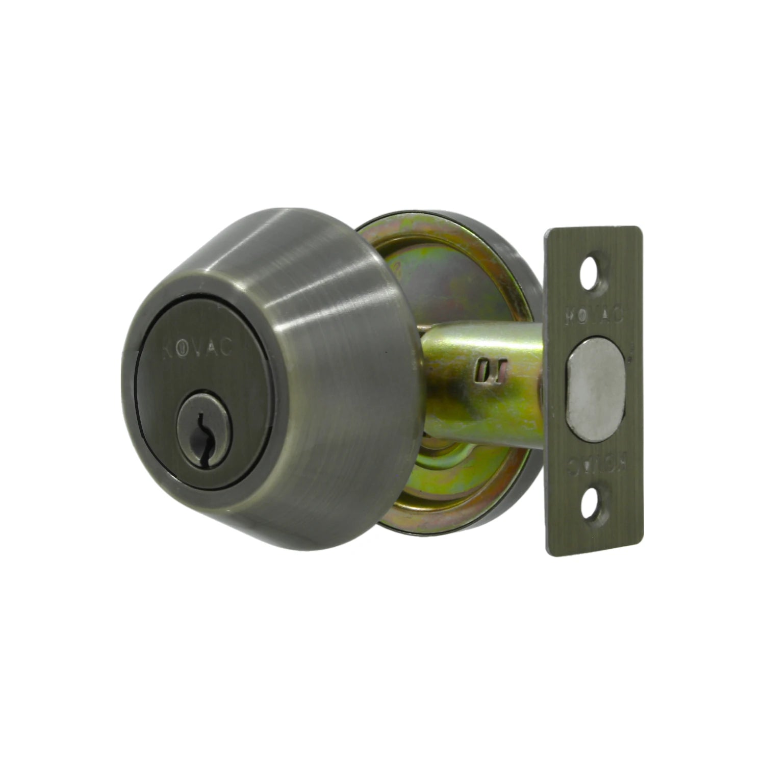 Cerradura cerrojo Kovac de seguridad para puerta con cilindro llave y acabado cobre envejecido