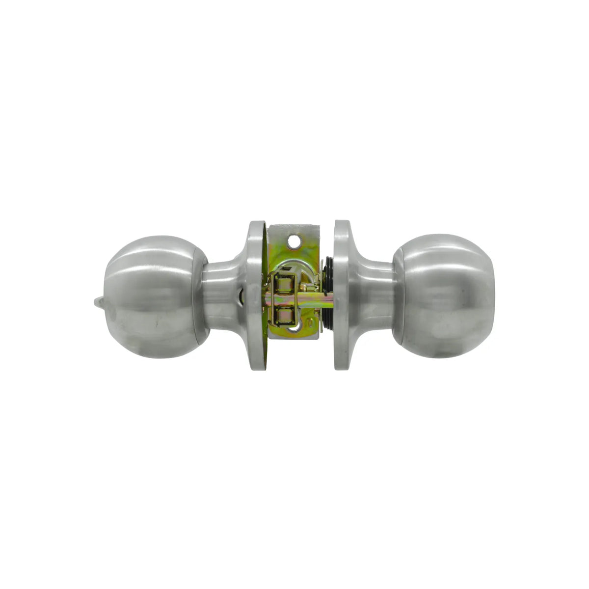 Cerradura de pomo esférico para puerta en acero inoxidable satinado con mecanismo tubular para interior