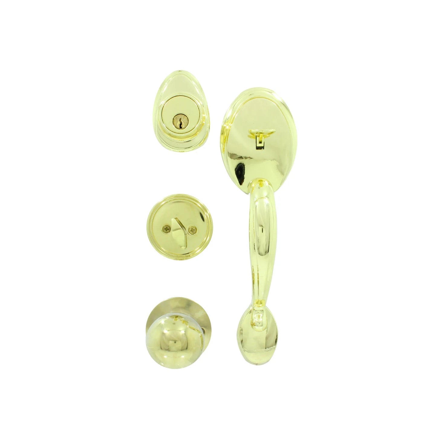 Cerradura chapa dorada para entrada principal, juego completo con cerrojo, manija y pomo interior