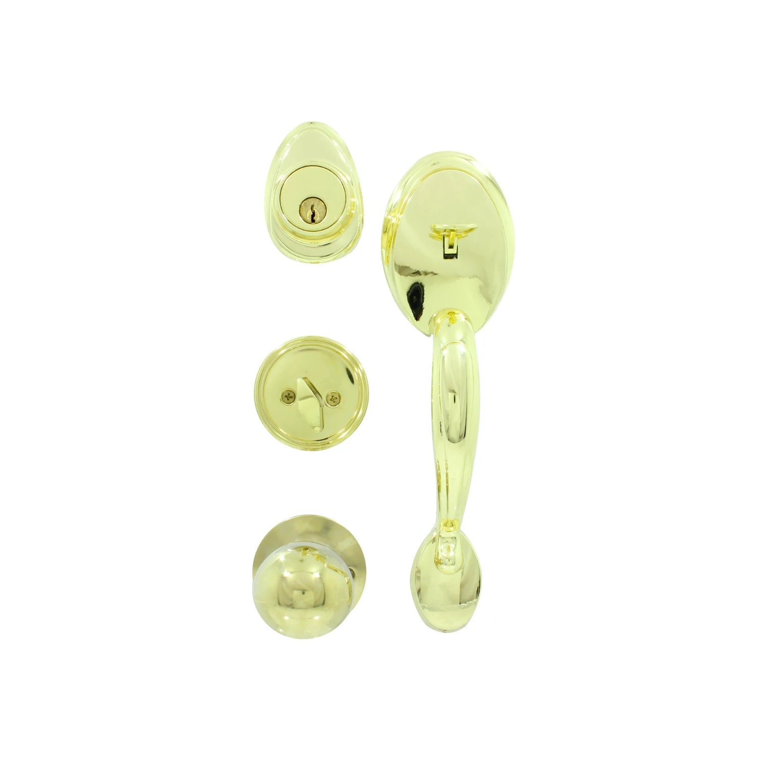 Cerradura chapa dorada para entrada principal, juego completo con cerrojo, manija y pomo interior