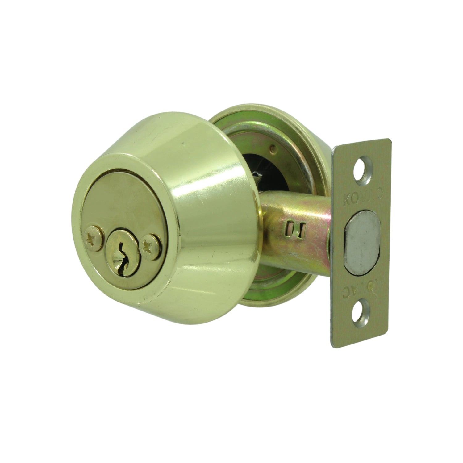 Cerradura de seguridad Kovac doble llave dorada, pasador de latón para puerta principal.