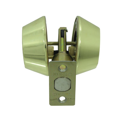 Cerradura Kovac doble llave dorada, mecanismo interior y pestillo para puerta de entrada principal