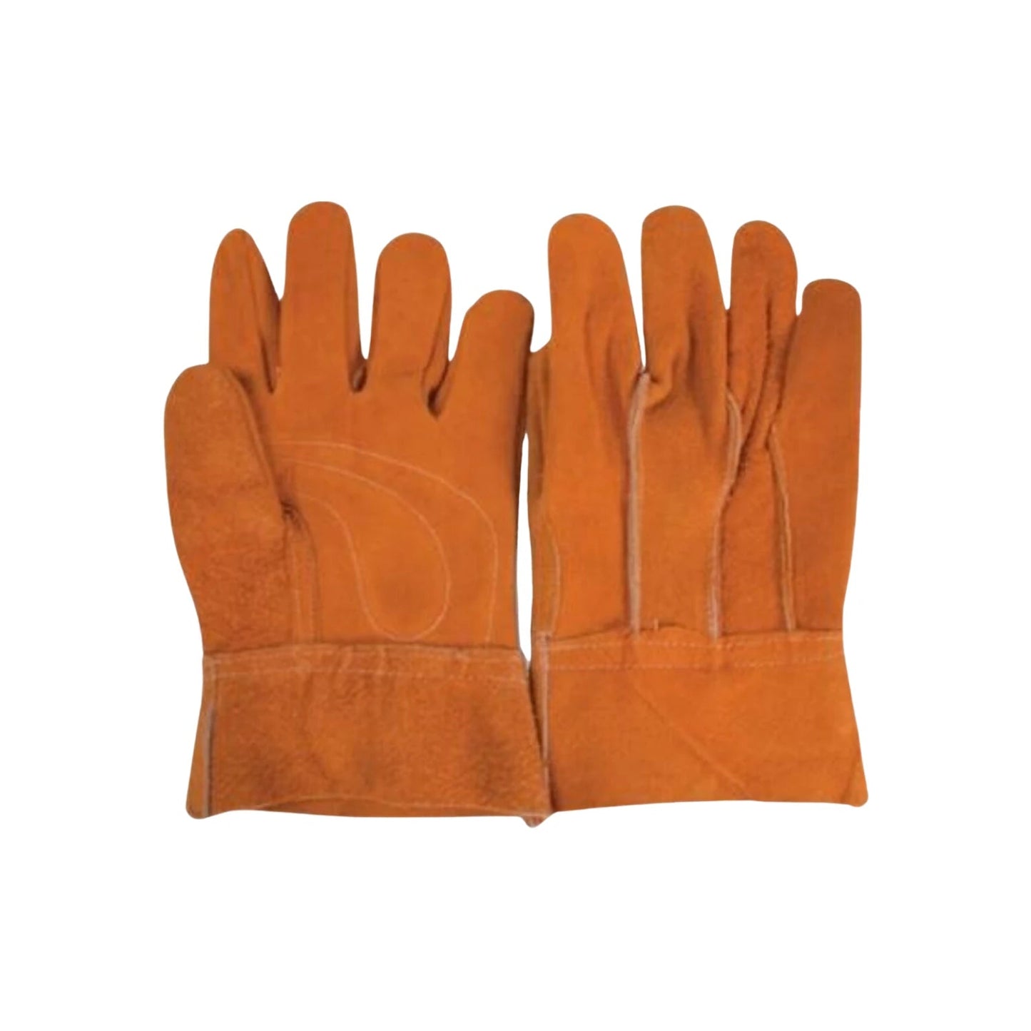 Guantes de carnaza cortos color naranja para trabajo rudo, protección en construcción y soldadura