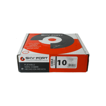 Cable eléctrico flexible Sky Fort calibre 10 blanco 100% cobre antiflama 100 metros para instalaciones residenciales.