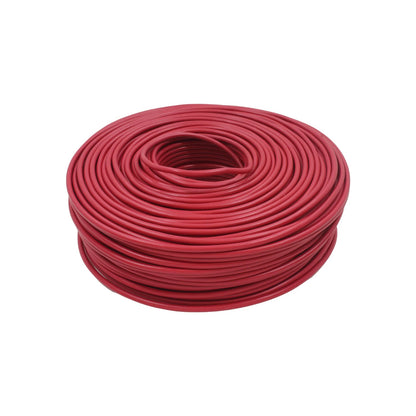 Cable eléctrico rojo calibre 12, en rollo de 100 metros, para instalaciones.