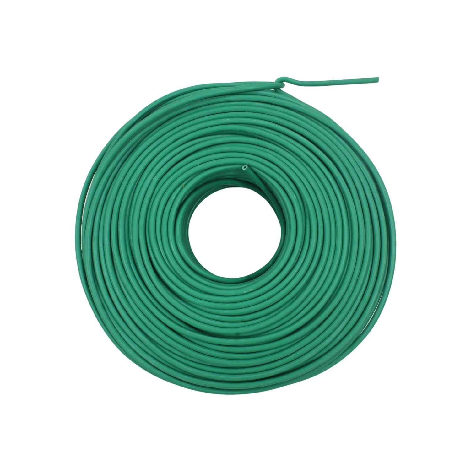 Cable eléctrico verde en rollo, alambre aislado para instalaciones y proyectos de ferretería.