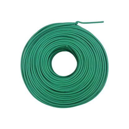 Cable eléctrico verde en rollo, alambre aislado para instalaciones y proyectos de ferretería.